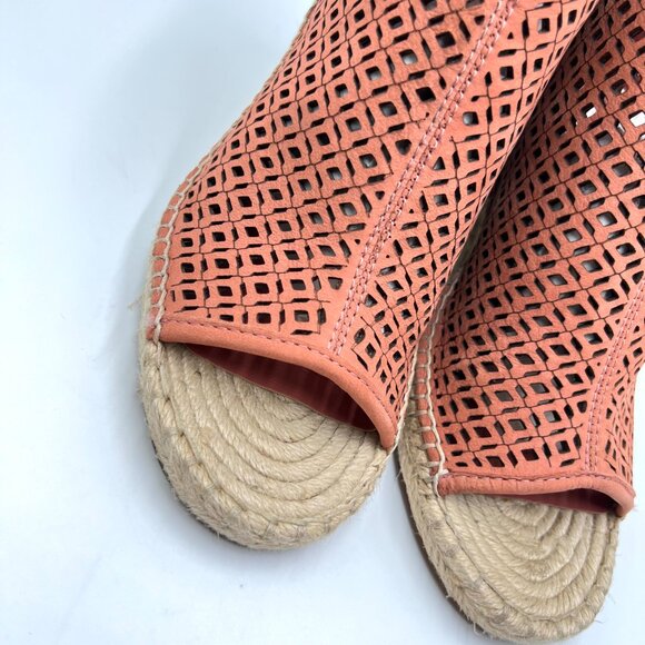 Vince Camuto Womens Coral Salmon Perf Leather Wedges Espadrilles Sandals Shoes - Picture 4 of 13